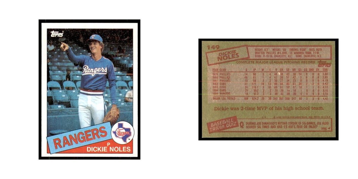 1985 Topps Dickie Noles Rangers #149