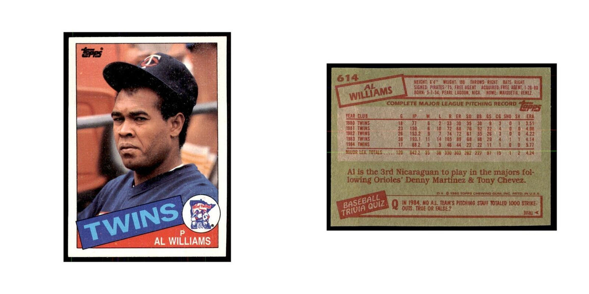 1985 Topps Al Williams Twins #614
