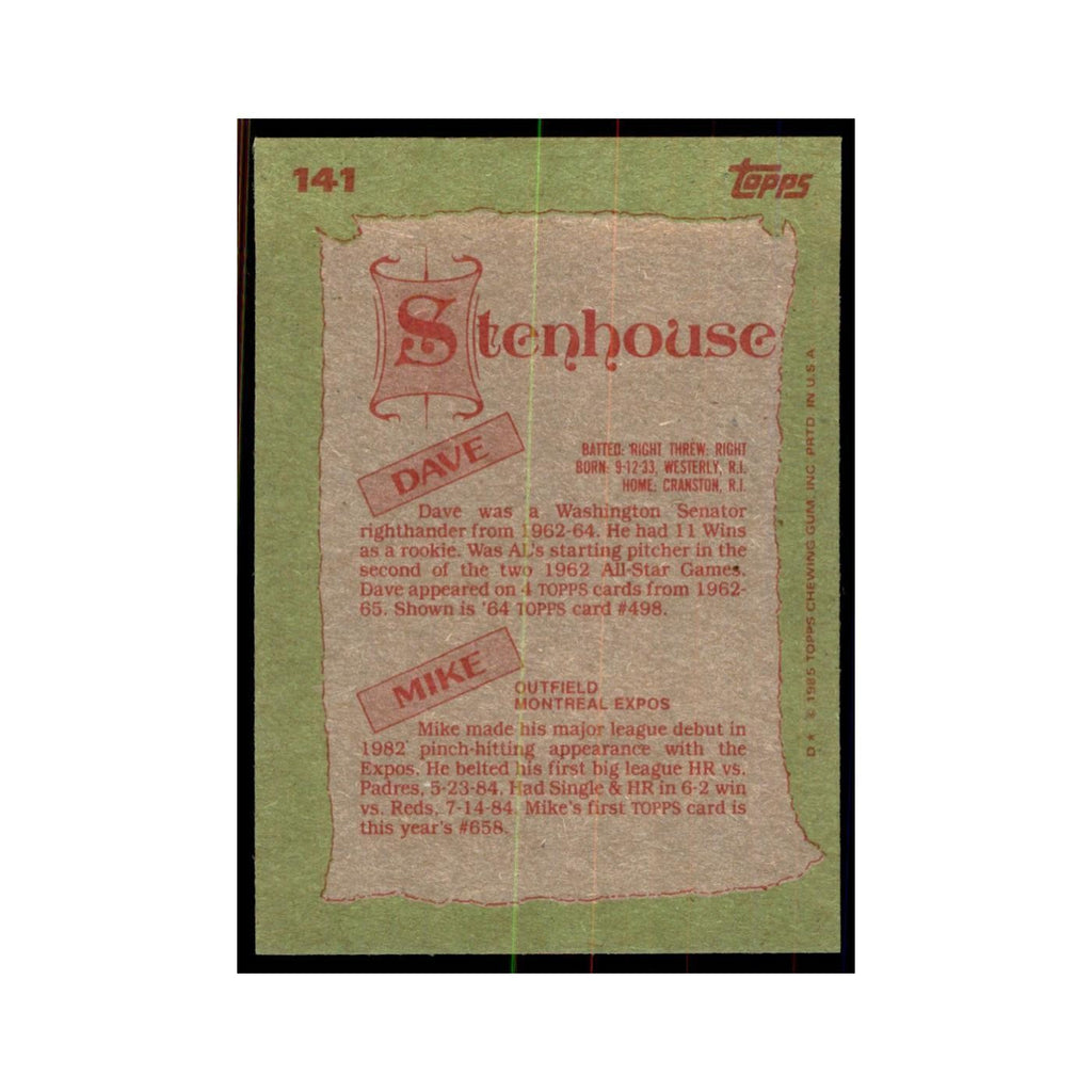 1985 Topps Mike Stenhouse/Dave Stenhouse Washington Senators/Montreal Expos #141