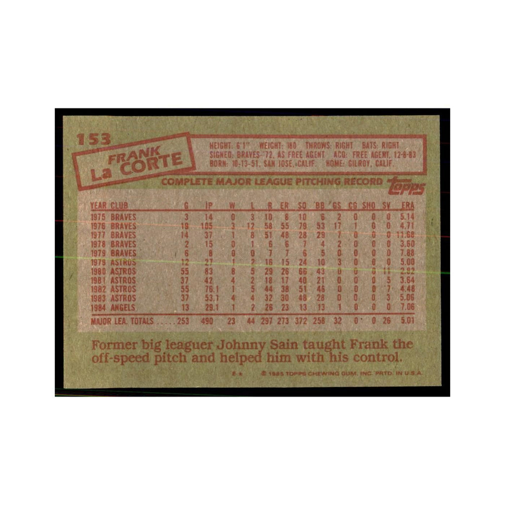 1985 Topps Frank LaCorte Angels #153