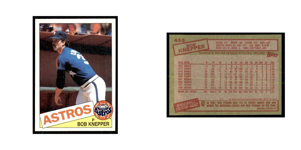 1985 Topps Bob Knepper Astros #455