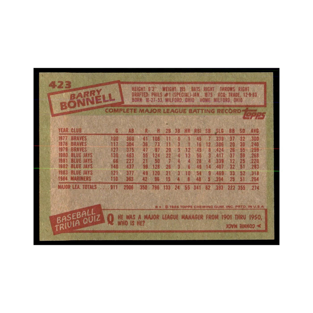 1985 Topps Barry Bonnell Mariners #423
