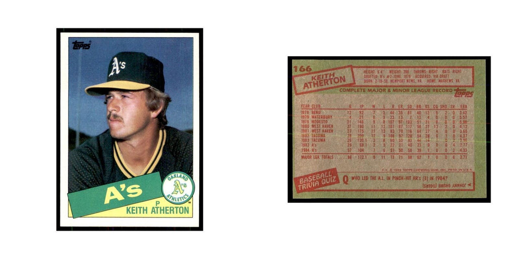 1985 Topps Keith Atherton Athletics #166