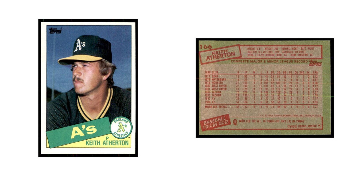 1985 Topps Keith Atherton Athletics #166