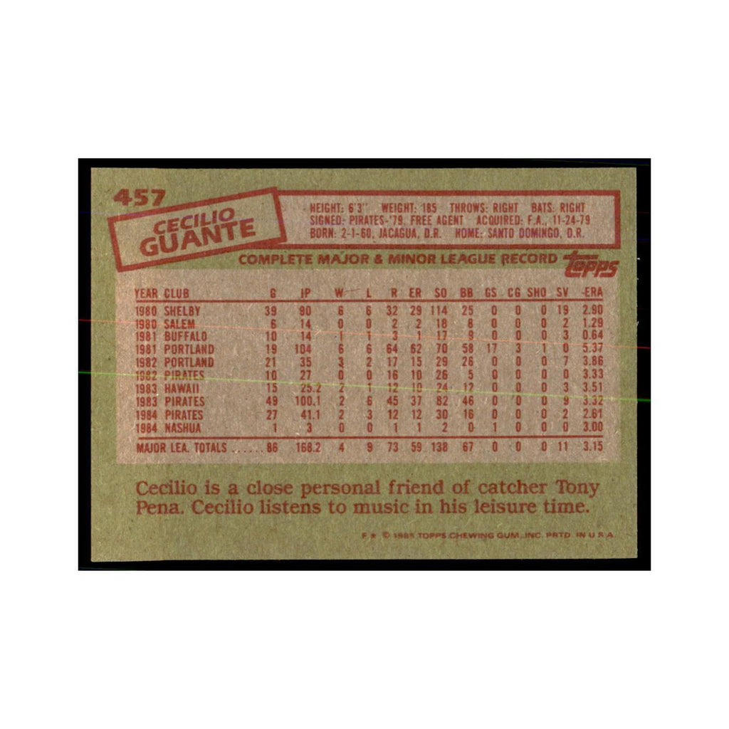1985 Topps Cecilio Guante Pirates #457