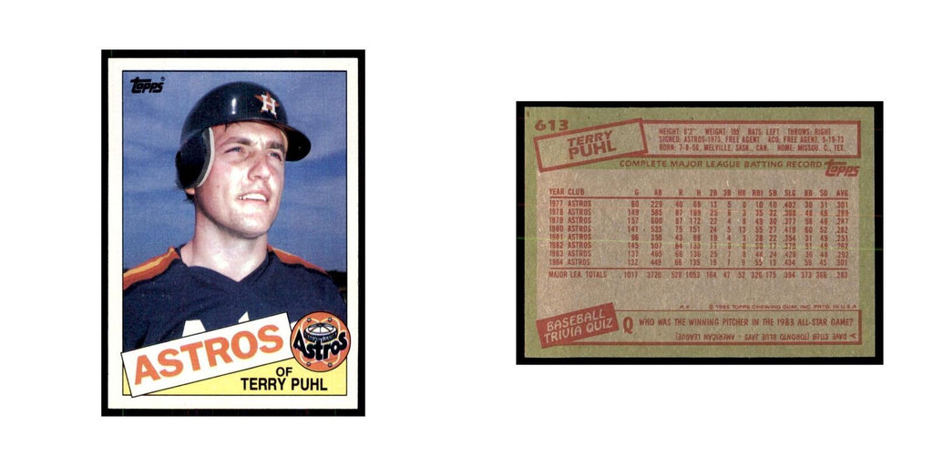 1985 Topps Terry Puhl Astros #613