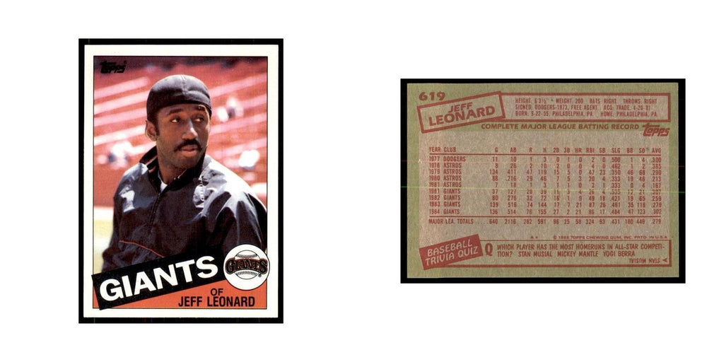 1985 Topps Jeff Leonard Giants #619