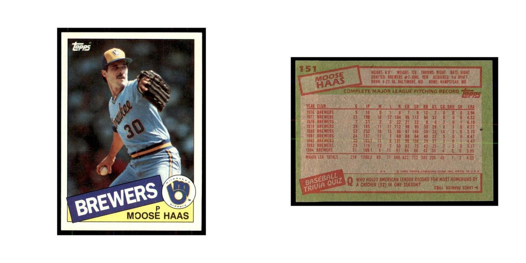 1985 Topps Moose Haas Brewers #151