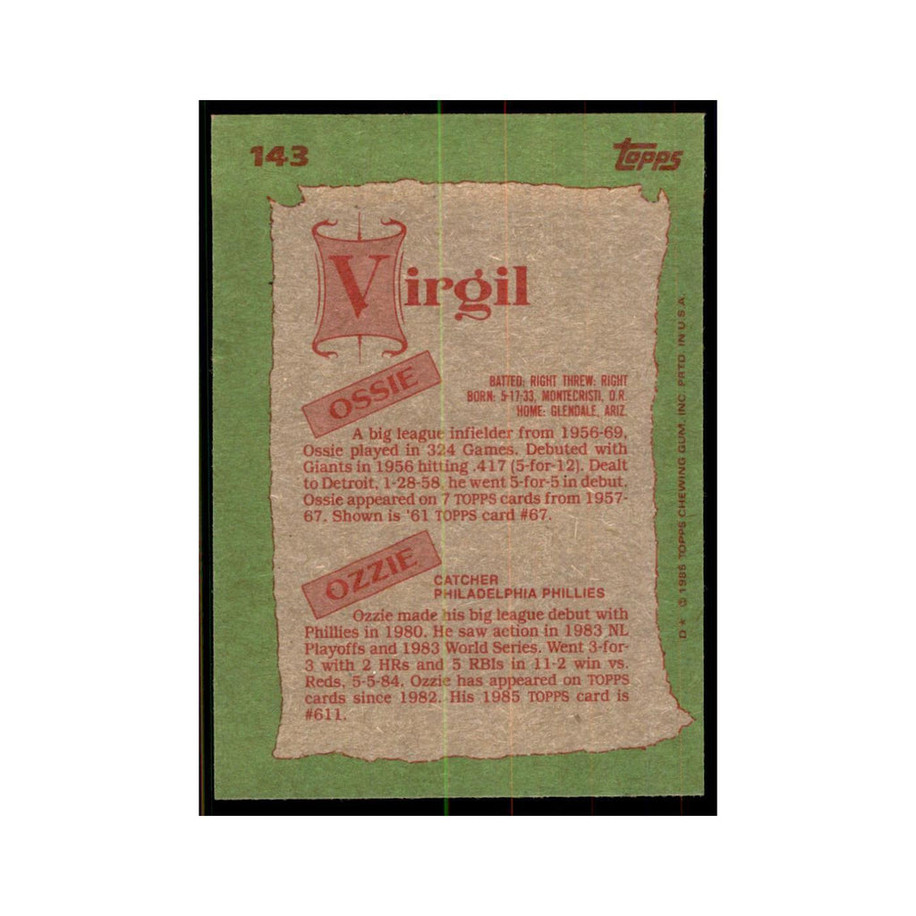 1985 Topps Ossie Virgil/Ozzie Virgil Detroit Tigers/Philadelphia Phillies #143