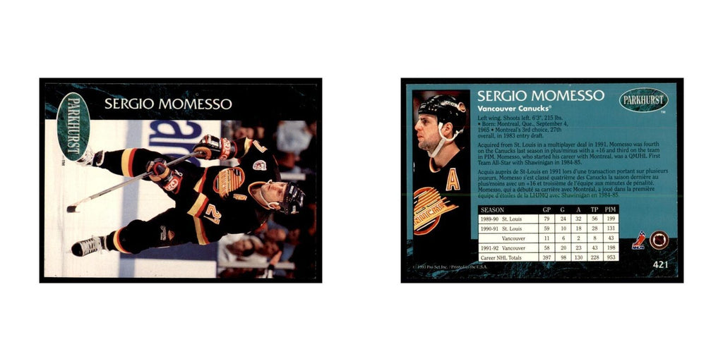 1992 Parkhurst French Sergio Momesso Hockey Cards #421