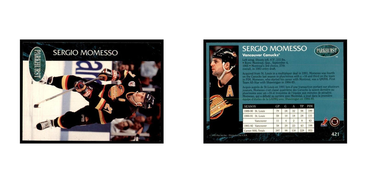 1992 Parkhurst French Sergio Momesso Hockey Cards #421