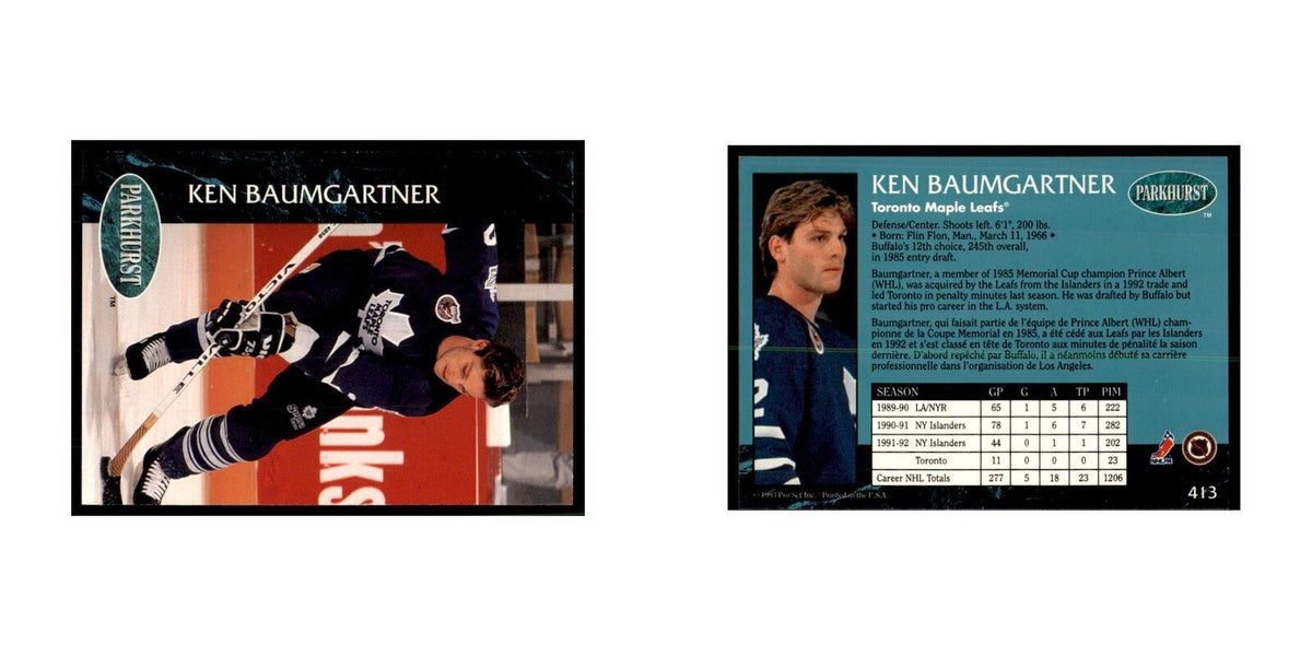 1992 Parkhurst French Ken Baumgartner Hockey Cards #413