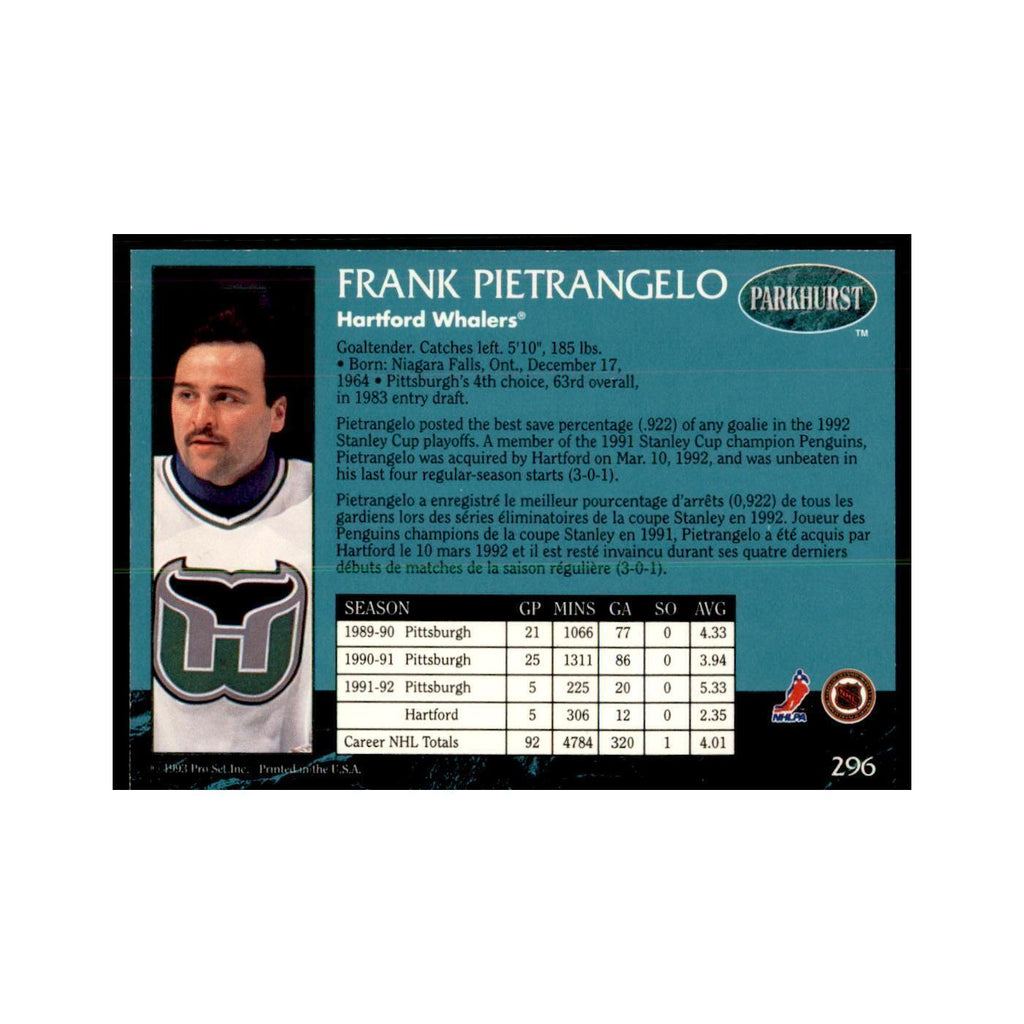 1992 Parkhurst French Frank Pietrangelo Hockey Cards #296