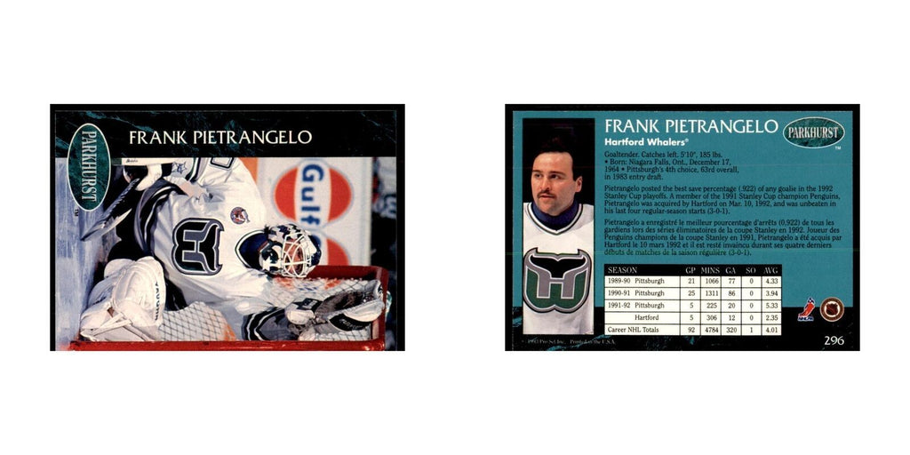 1992 Parkhurst French Frank Pietrangelo Hockey Cards #296