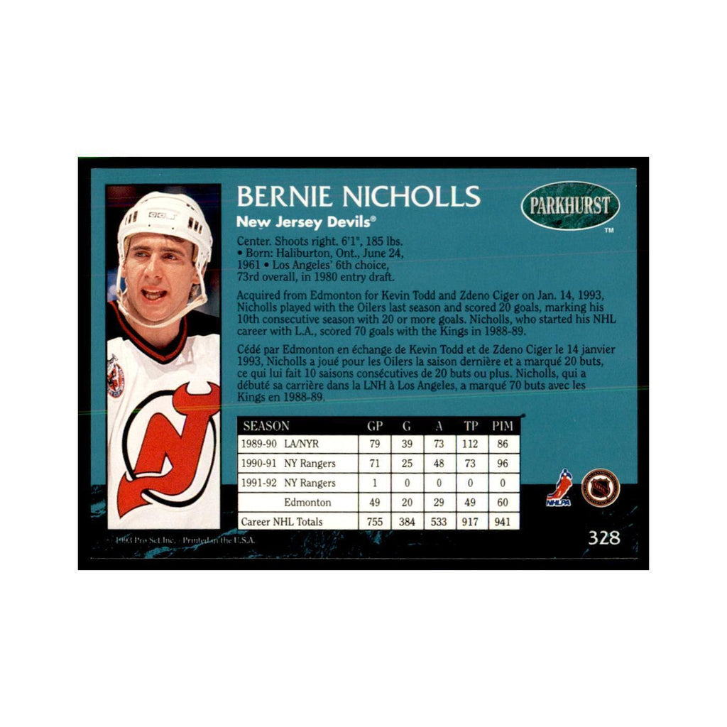 1992 Parkhurst French Bernie Nicholls Hockey Cards #328
