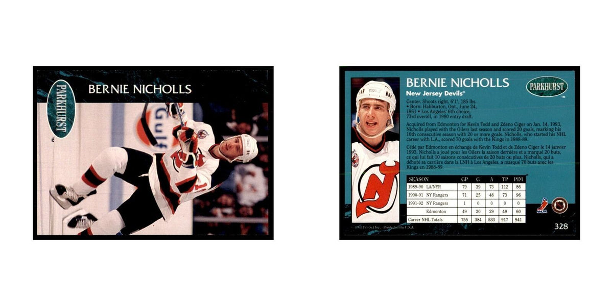 1992 Parkhurst French Bernie Nicholls Hockey Cards #328