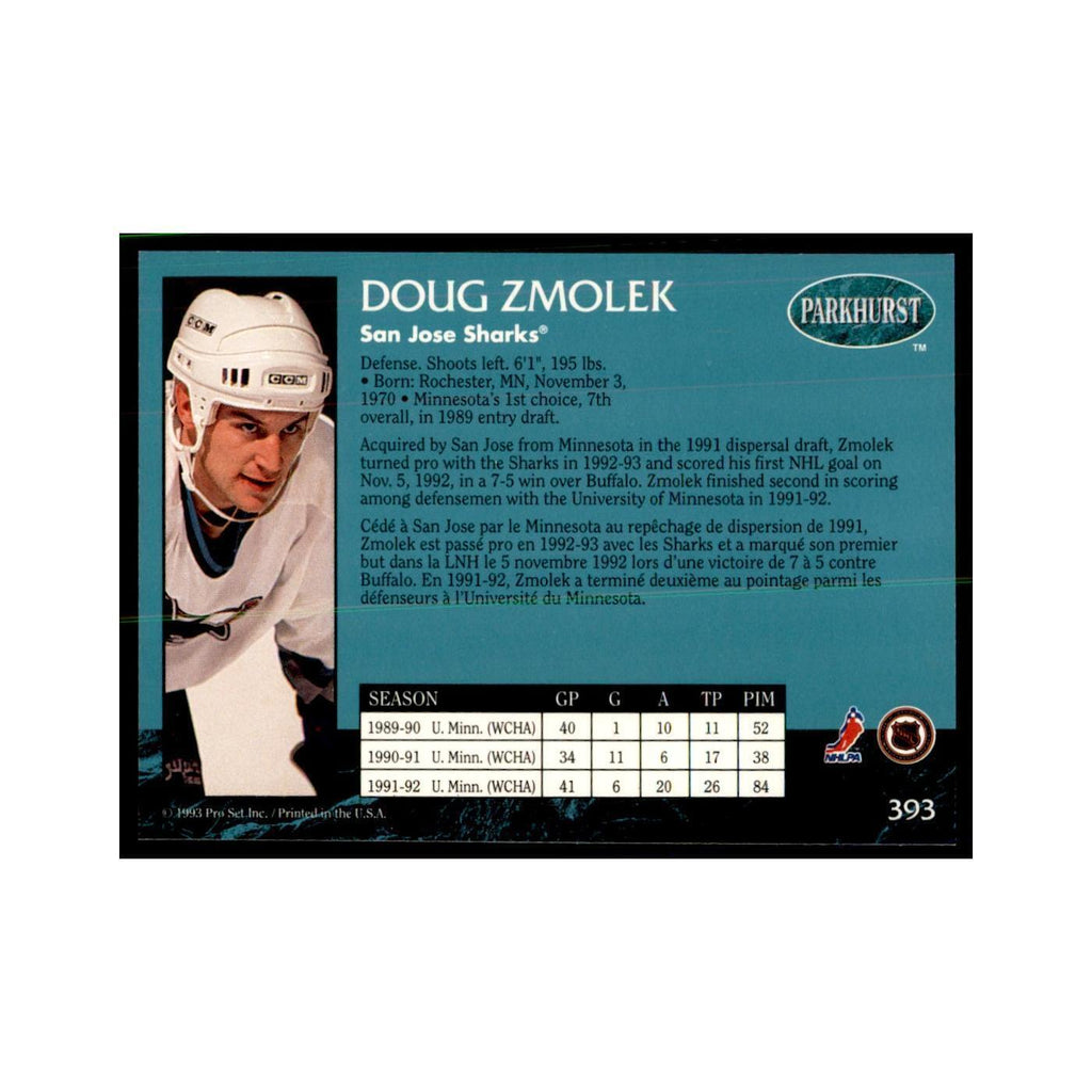1992 Parkhurst French Doug Zmolek Hockey Cards #393