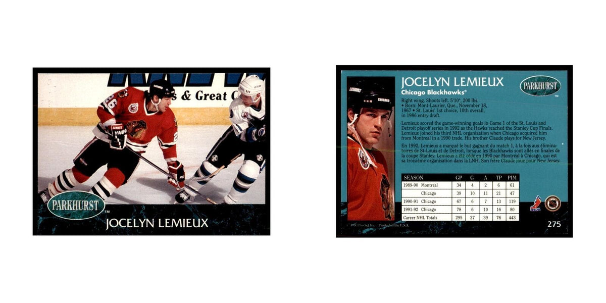 1992 Parkhurst French Jocelyn Lemieux Hockey Cards #275