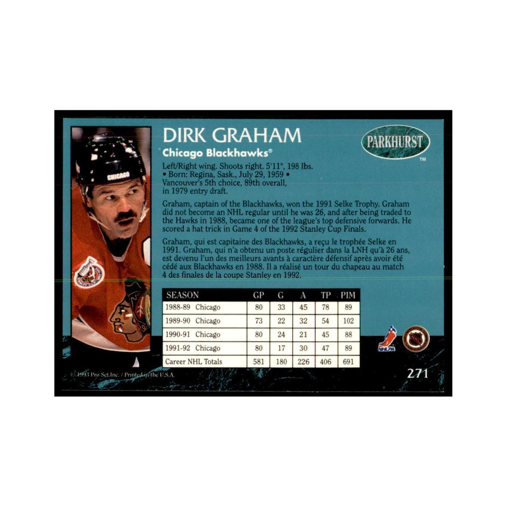 1992 Parkhurst French Dirk Graham Hockey Cards #271
