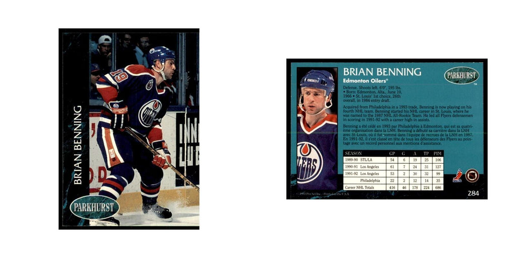 1992 Parkhurst French Brian Benning Hockey Cards #284