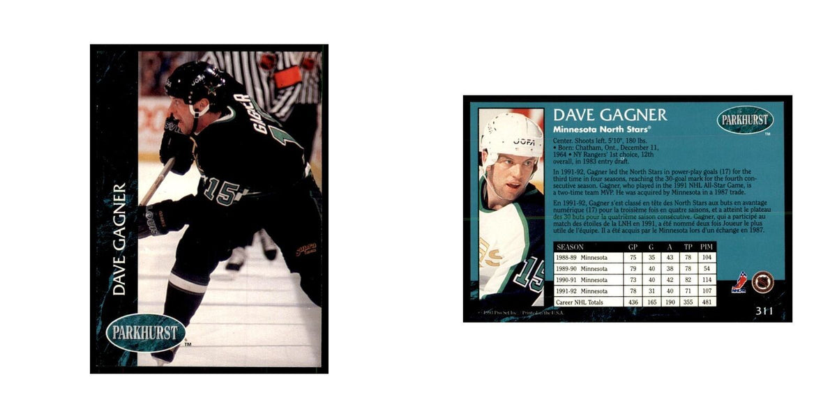 1992 Parkhurst French Dave Gagner Hockey Cards #311