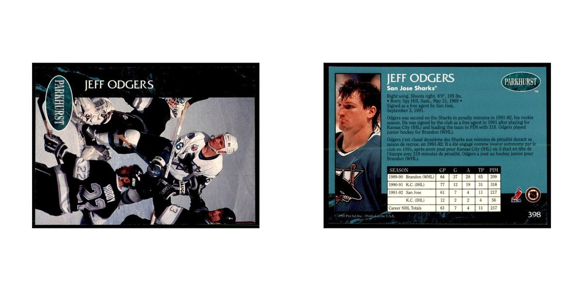 1992 Parkhurst French Jeff Odgers Hockey Cards #398