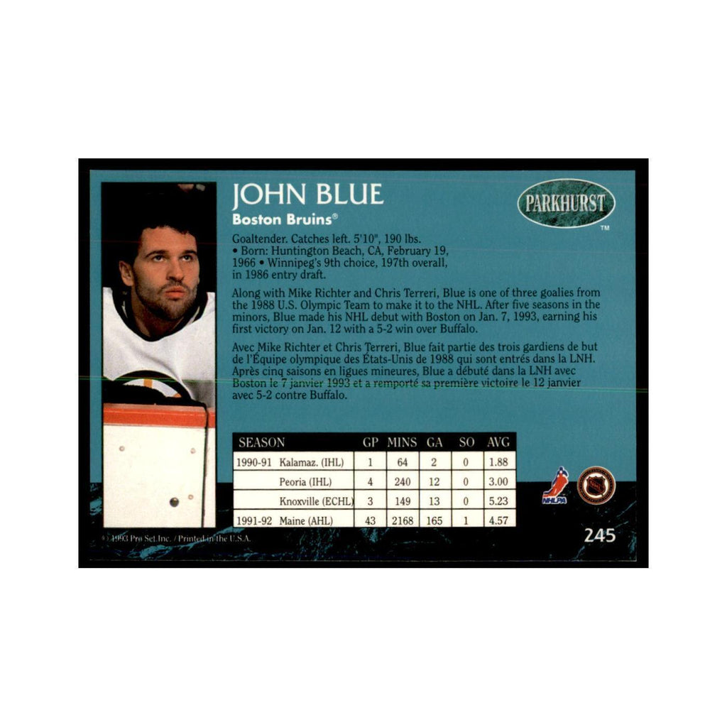 1992 Parkhurst French John Blue Hockey Cards #245