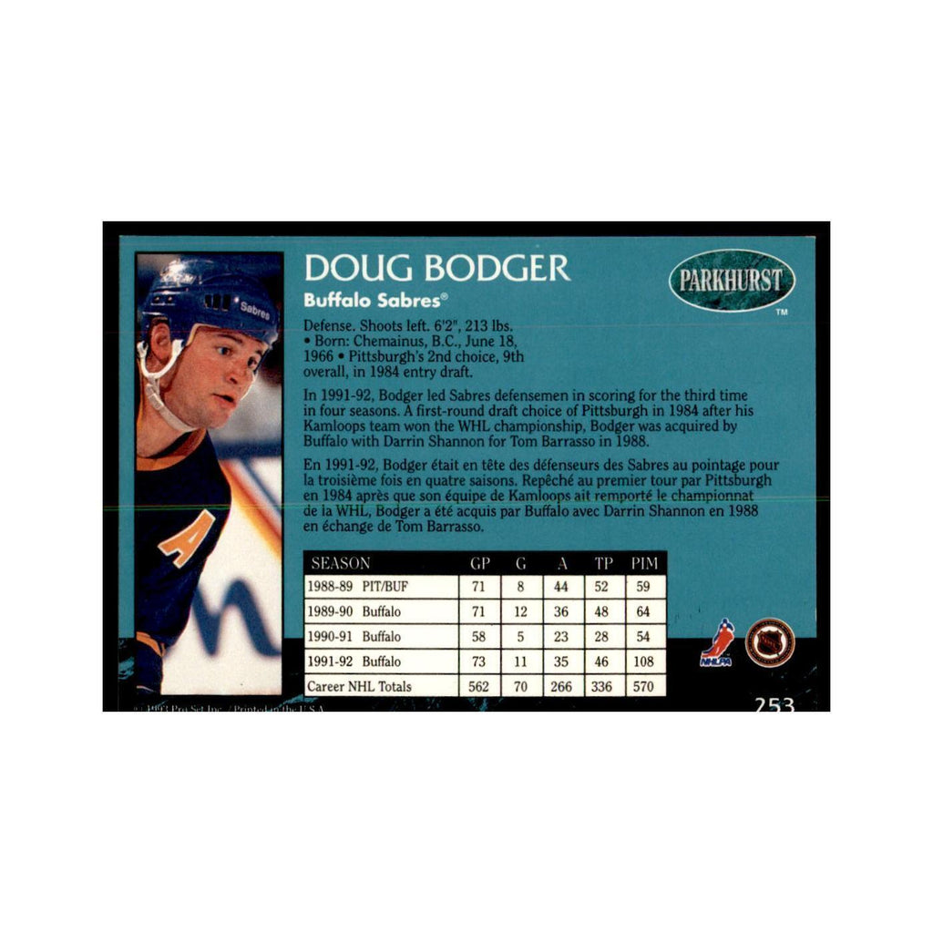 1992 Parkhurst French Doug Bodger Hockey Cards #253