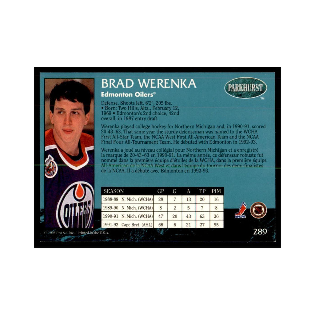 1992 Parkhurst French Brad Werenka Hockey Cards #289