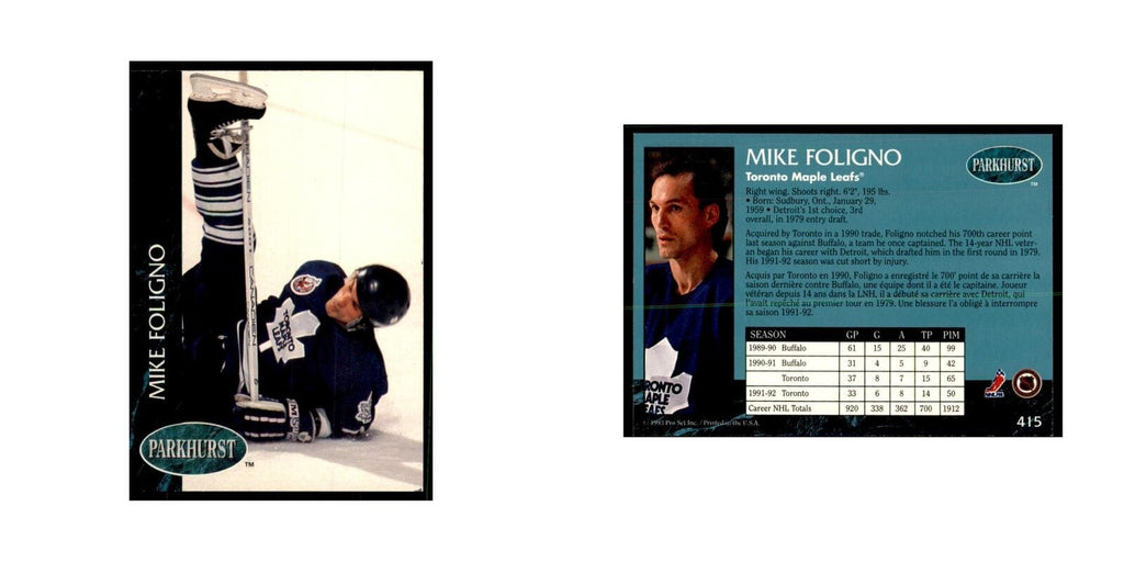 1992 Parkhurst French Mike Foligno Hockey Cards #415