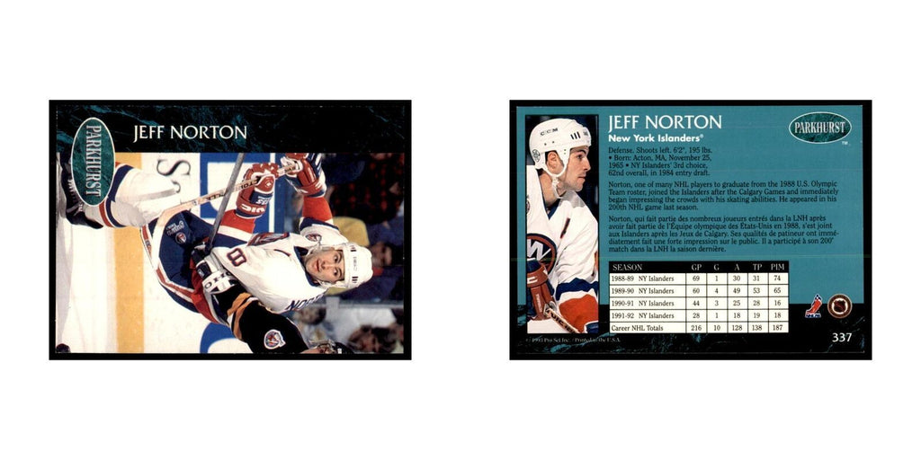 1992 Parkhurst French Jeff Norton Hockey Cards #337
