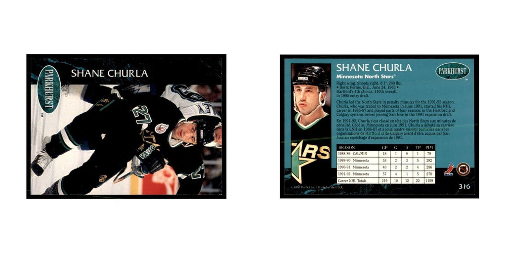 1992 Parkhurst French Shane Churla Hockey Cards #316