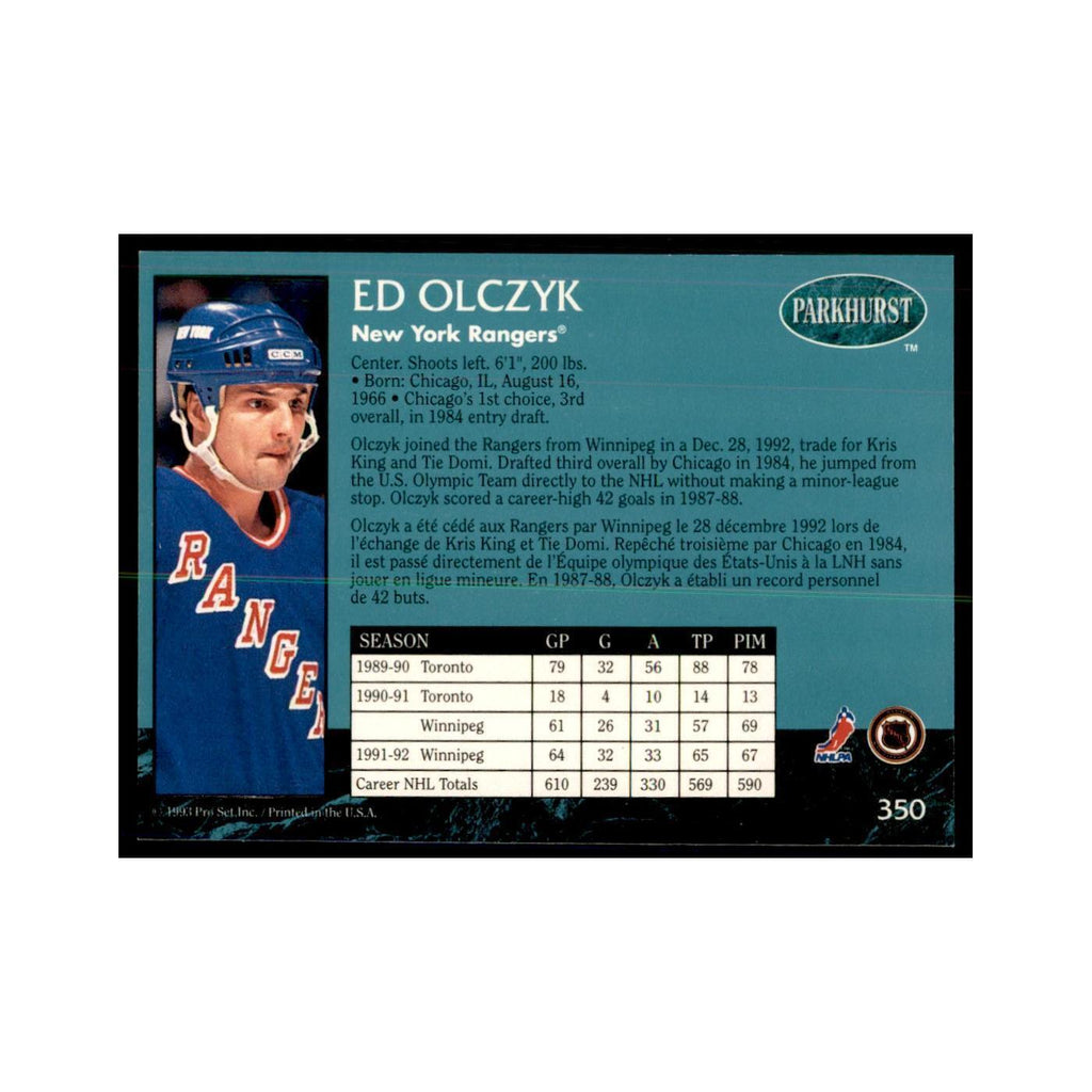 1992 Parkhurst French Ed Olczyk Hockey Cards #350