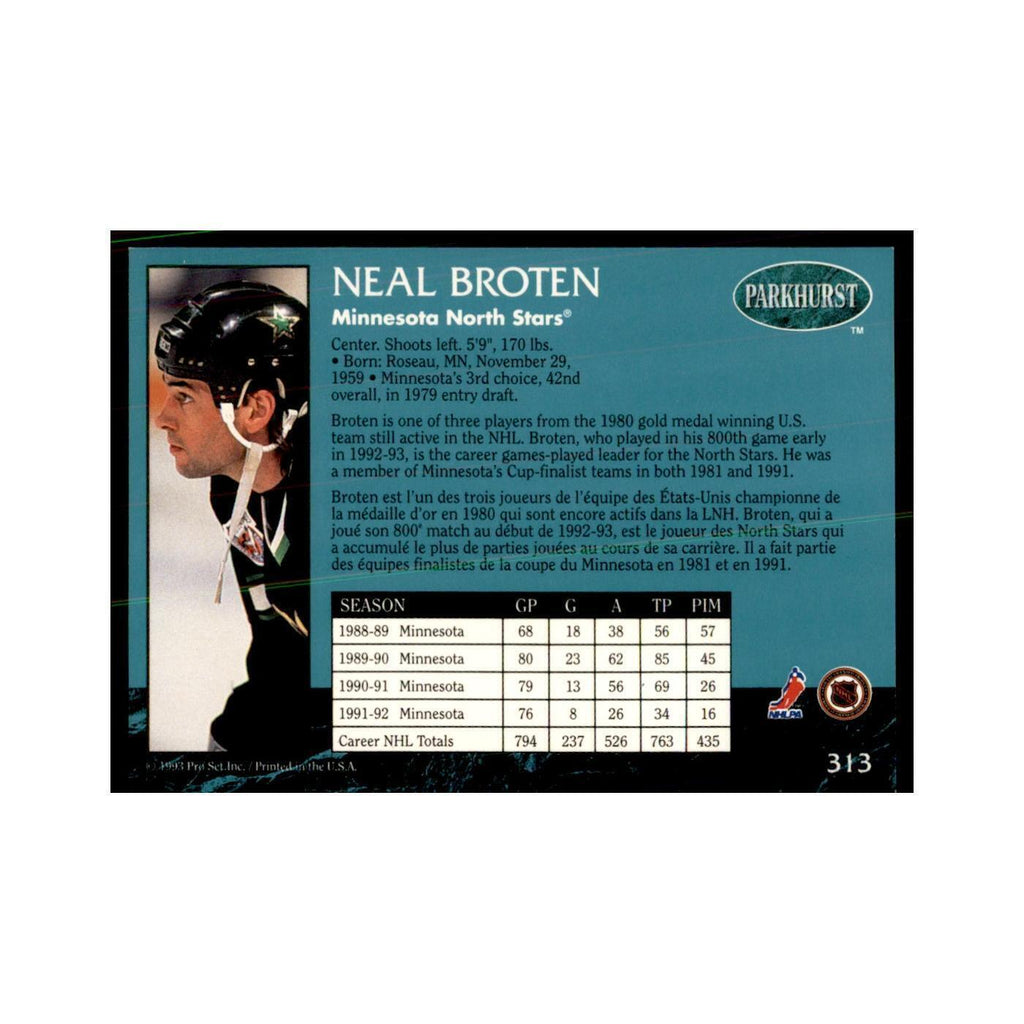 1992 Parkhurst French Neal Broten Hockey Cards #313