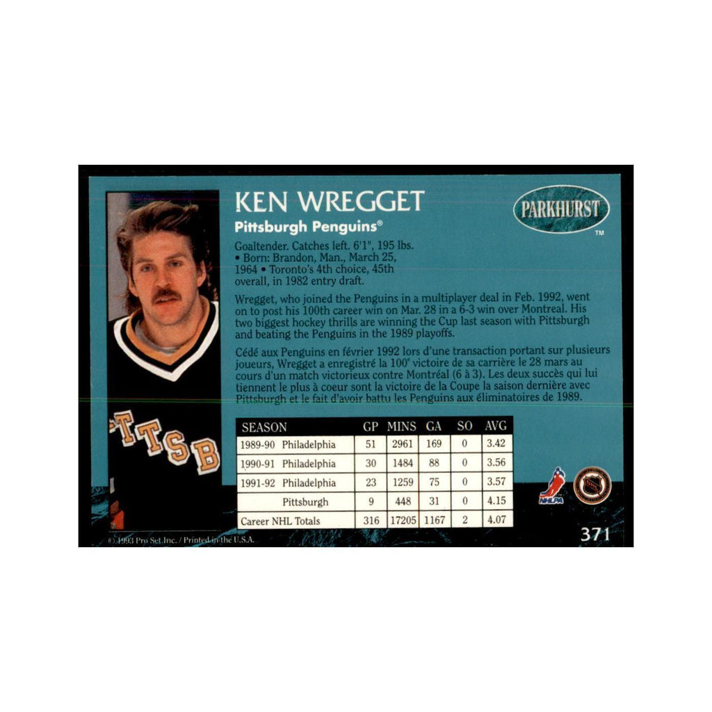 1992 Parkhurst French Ken Wregget Hockey Cards #371
