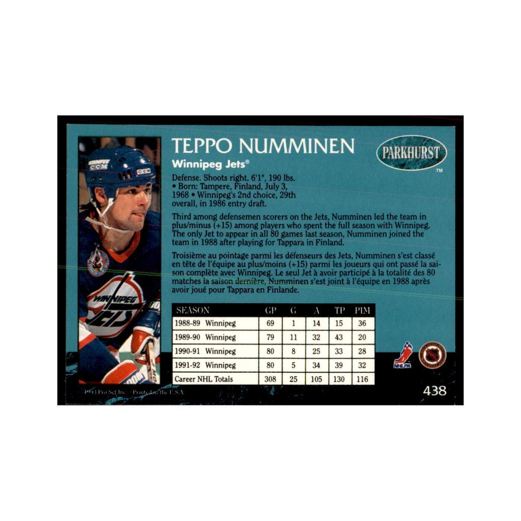 1992 Parkhurst French Teppo Numminen Hockey Cards #438