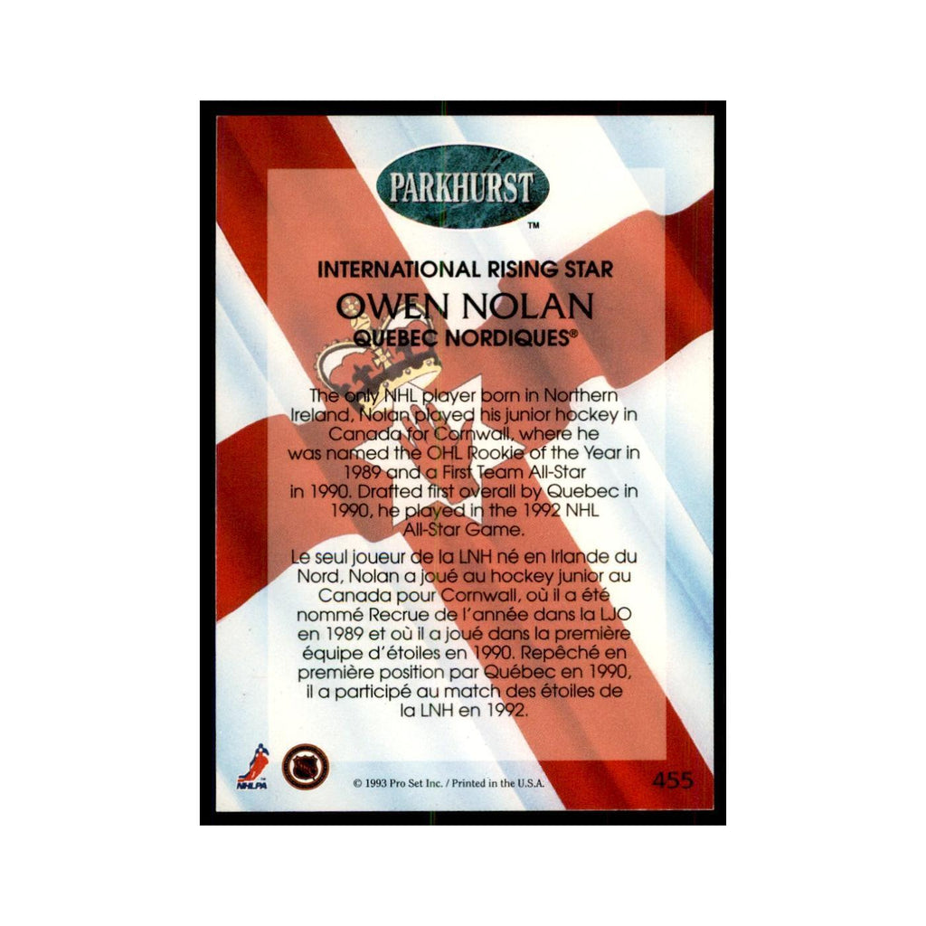 1992 Parkhurst French Owen Nolan Hockey Cards #455