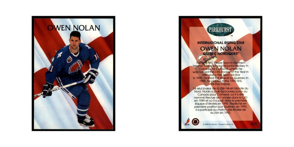 1992 Parkhurst French Owen Nolan Hockey Cards #455