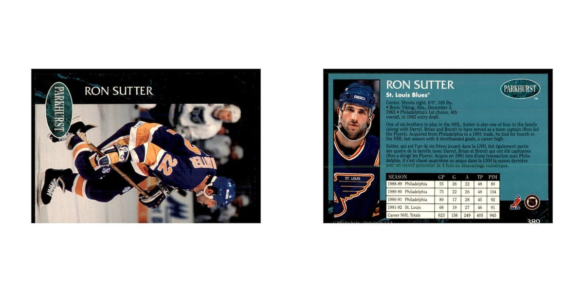 1992 Parkhurst French Ron Sutter Hockey Cards #389