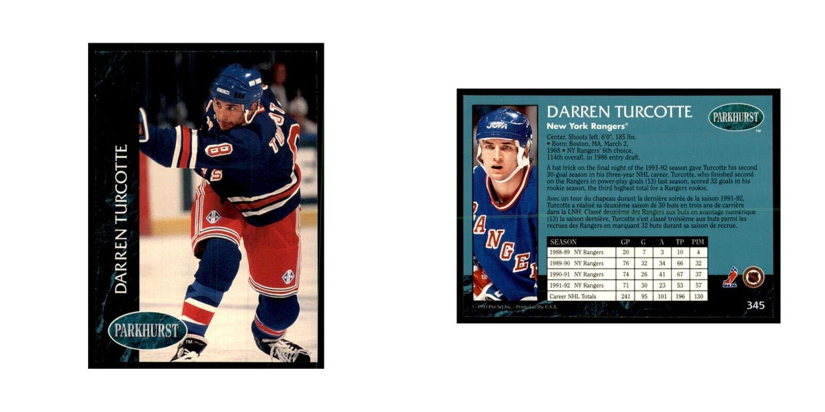 1992 Parkhurst French Darren Turcotte Hockey Cards #345