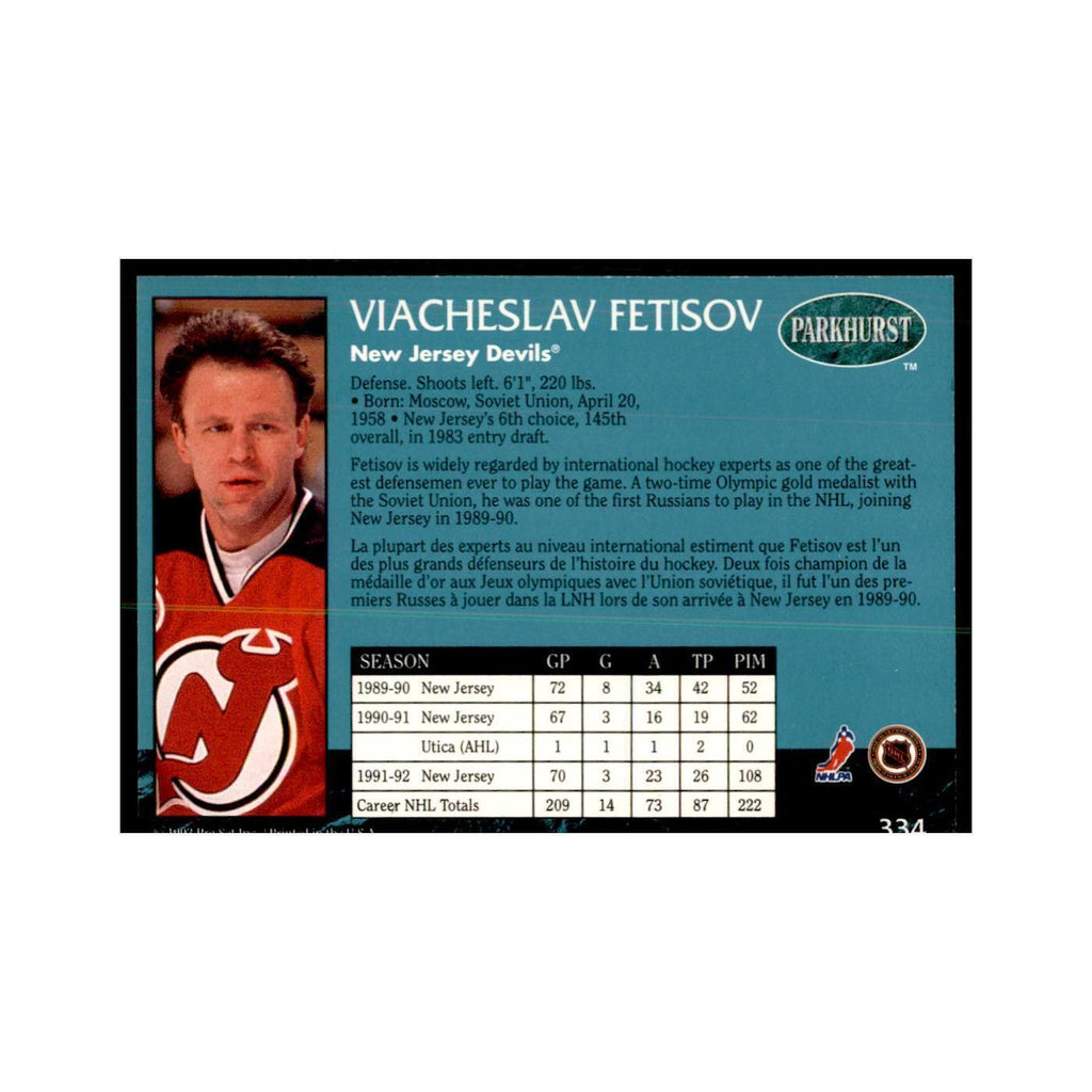1992 Parkhurst French Viacheslav Fetisov Hockey Cards #334