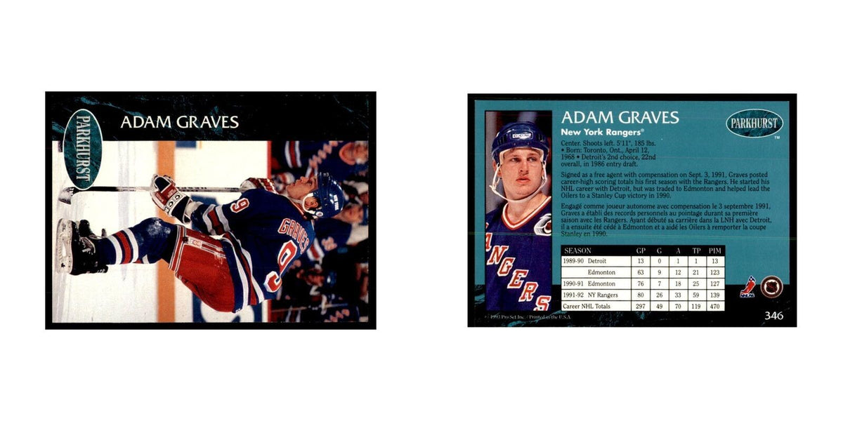 1992 Parkhurst French Adam Graves Hockey Cards #346