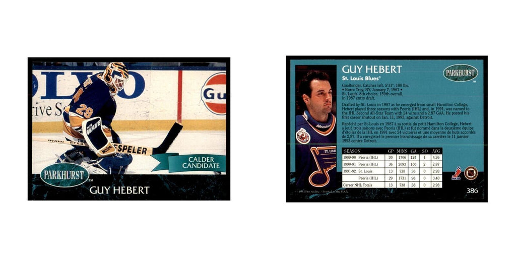 1992 Parkhurst French Guy Hebert Hockey Cards #386