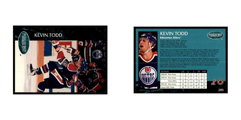 1992 Parkhurst French Kevin Todd Hockey Cards #285