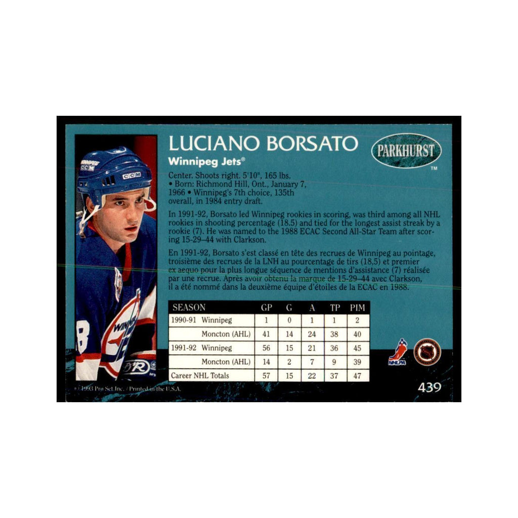 1992 Parkhurst French Luciano Borsato Hockey Cards #439