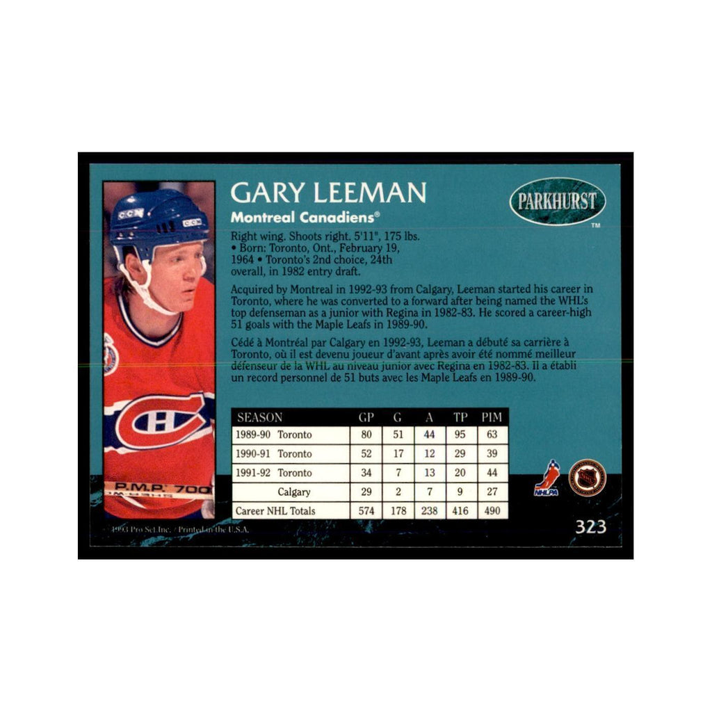 1992 Parkhurst French Gary Leeman Hockey Cards #323