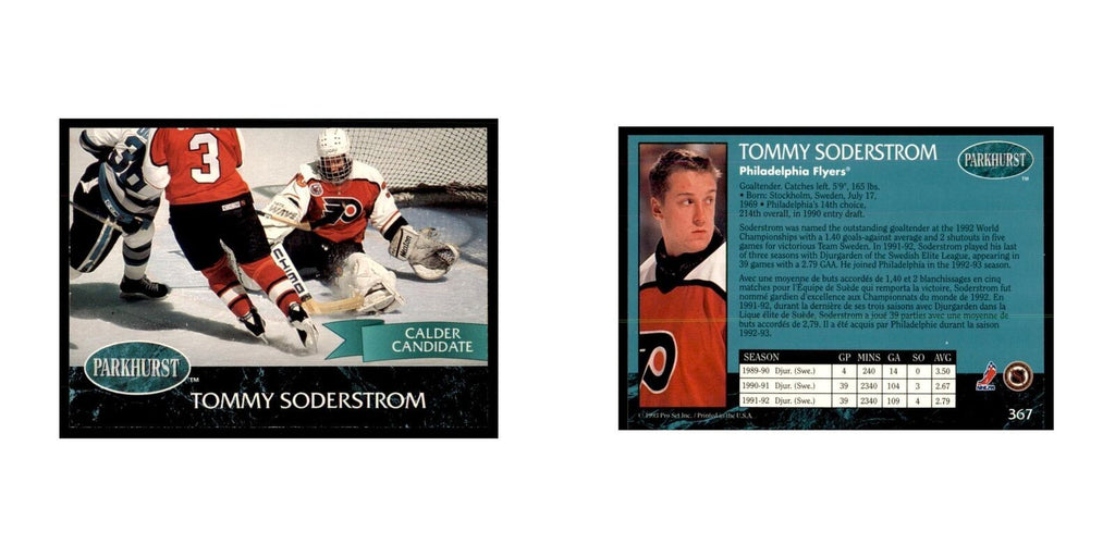 1992 Parkhurst French Tommy Soderstrom Hockey Cards #367
