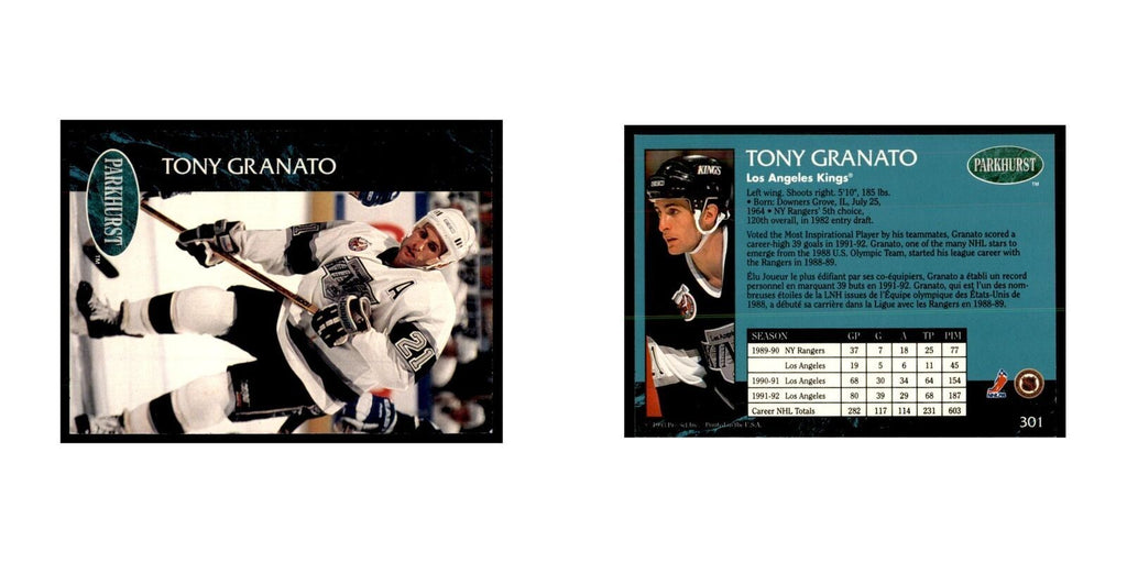 1992 Parkhurst French Tony Granato Hockey Cards #301