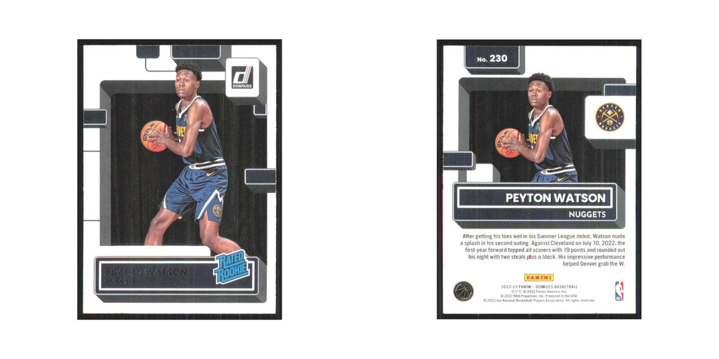Peyton Watson Rookie 2022 Panini Donruss #230 Denver Nuggets Basketball Card NM
