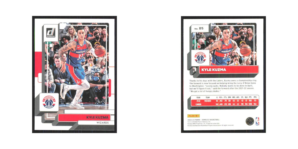 Kyle Kuzma 2022 Panini Donruss #85 Washington Wizards Basketball Card NM